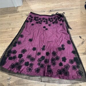 Allison Taylor Purple / Pink with black lace Embellished A-Line Skirt